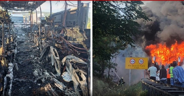 İnegöl'de 40 yolculu otobüs alev alev yandı