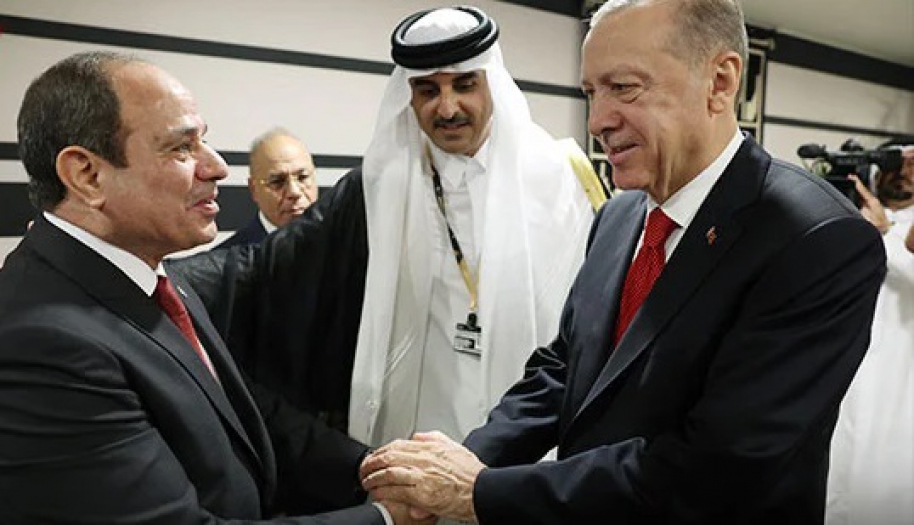 Erdoğan Katar'da Sisi ile görüştü