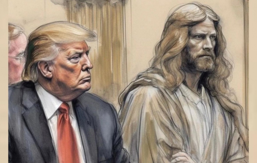 Dolandırıcılıktan yargılanan Trump, kendisini Hz. İsa'yla gösteren çizim paylaştı