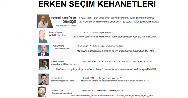 İşte Erken Seçimi önceden haber veren Kahin Yazarlar !