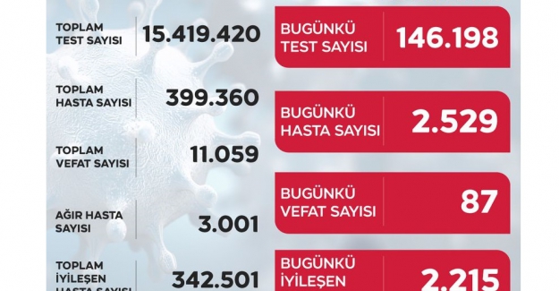 Koronavirüs salgınında bugün 87 kişi hayatını kaybetti