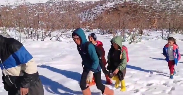 Siirt’te köy öğrencileri EBA’ya girmek için -10 derecede saatlerce yürüyerek şebeke aradı