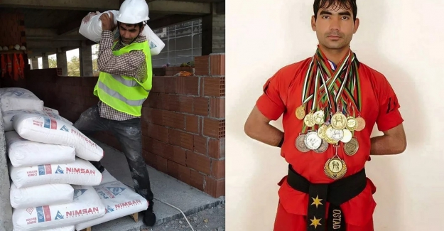 Afganistan'ın kick boks şampiyonu, Erzincan'da inşaatlarda çalışarak geçimini sürdürüyor