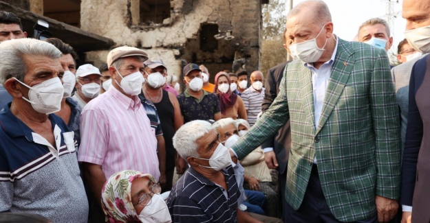 Erdoğan afet bölgesinde: Yanan alanların yeniden ağaçlandırılmasına ilk yağmurlarla birlikte başlanacaktır