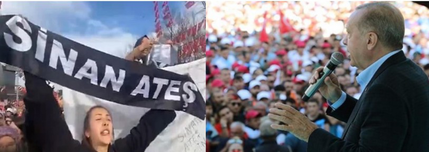 Erdoğan'ın Bursa Mitinginde "Sinan Ateş" pankartlarına polis müdahale etti