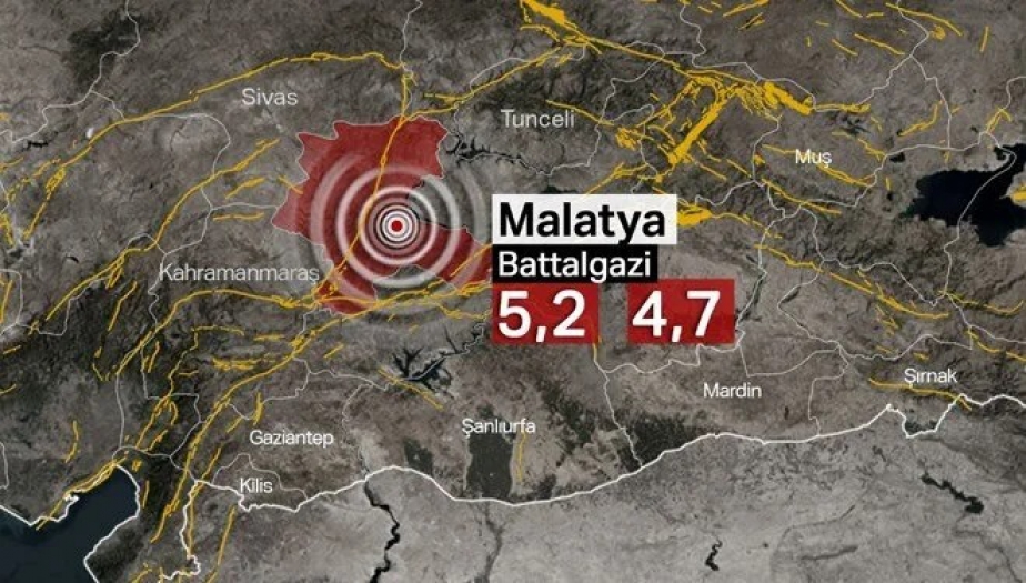 Malatya'da 5,2 ve 4,7 büyüklüğünde iki deprem