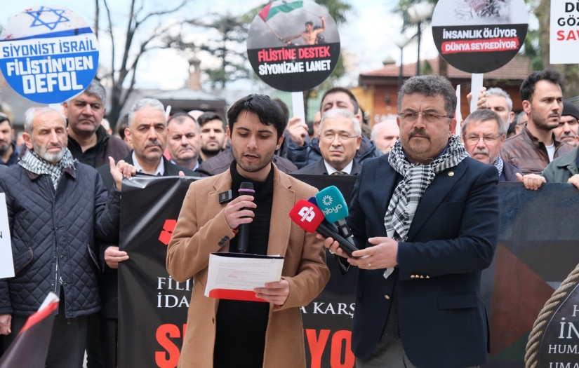 Bursa'dan Filistin için güçlü tepki: "Siyonist rejim şunu bilsin ki; zalimlerin topuna, canımızla başımızla direneceğiz!.."