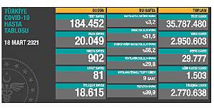 18 Mart Koronavirüs Veri Tablosu Yayınlandı